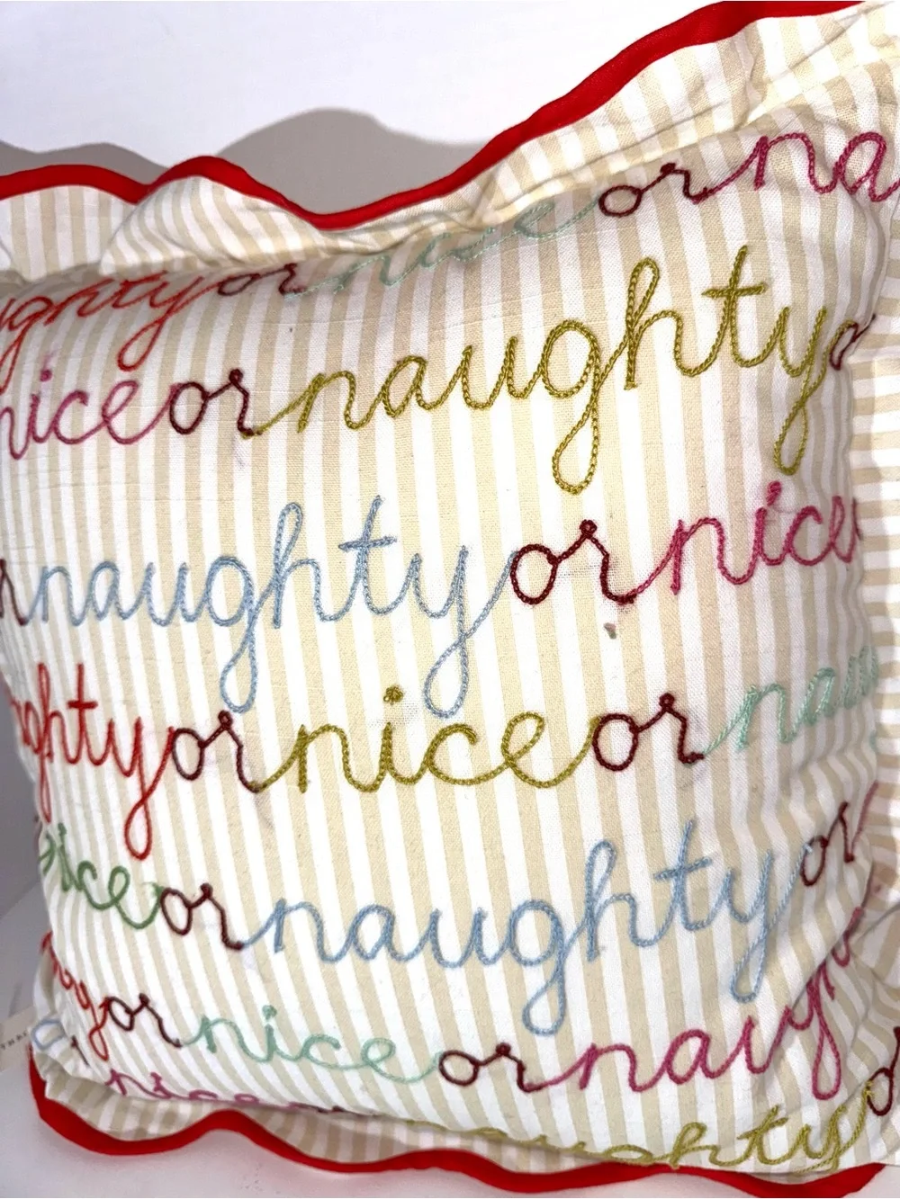 Anthropologie Marlise embroidered Holiday Pillow